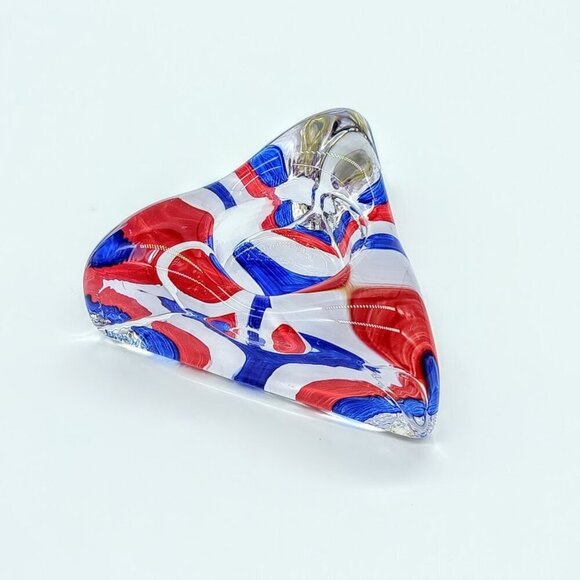 Kosta Boda Ulrica Hydman Vallien Hand-Painted Triangle Art Glass Candle Holder - Picture 6 of 7